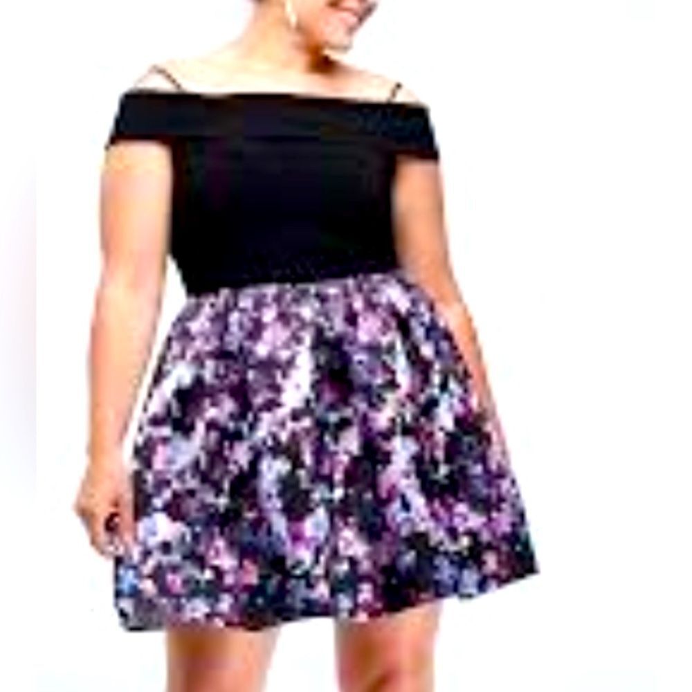 - Plus Size Dresses Off The Shoulder Floral Mini Skirt Dress Plus Size 16